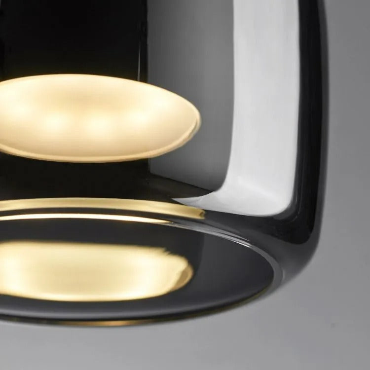 June Minimalist Pendant Light Glass Smoke Gray - Lamp Copper