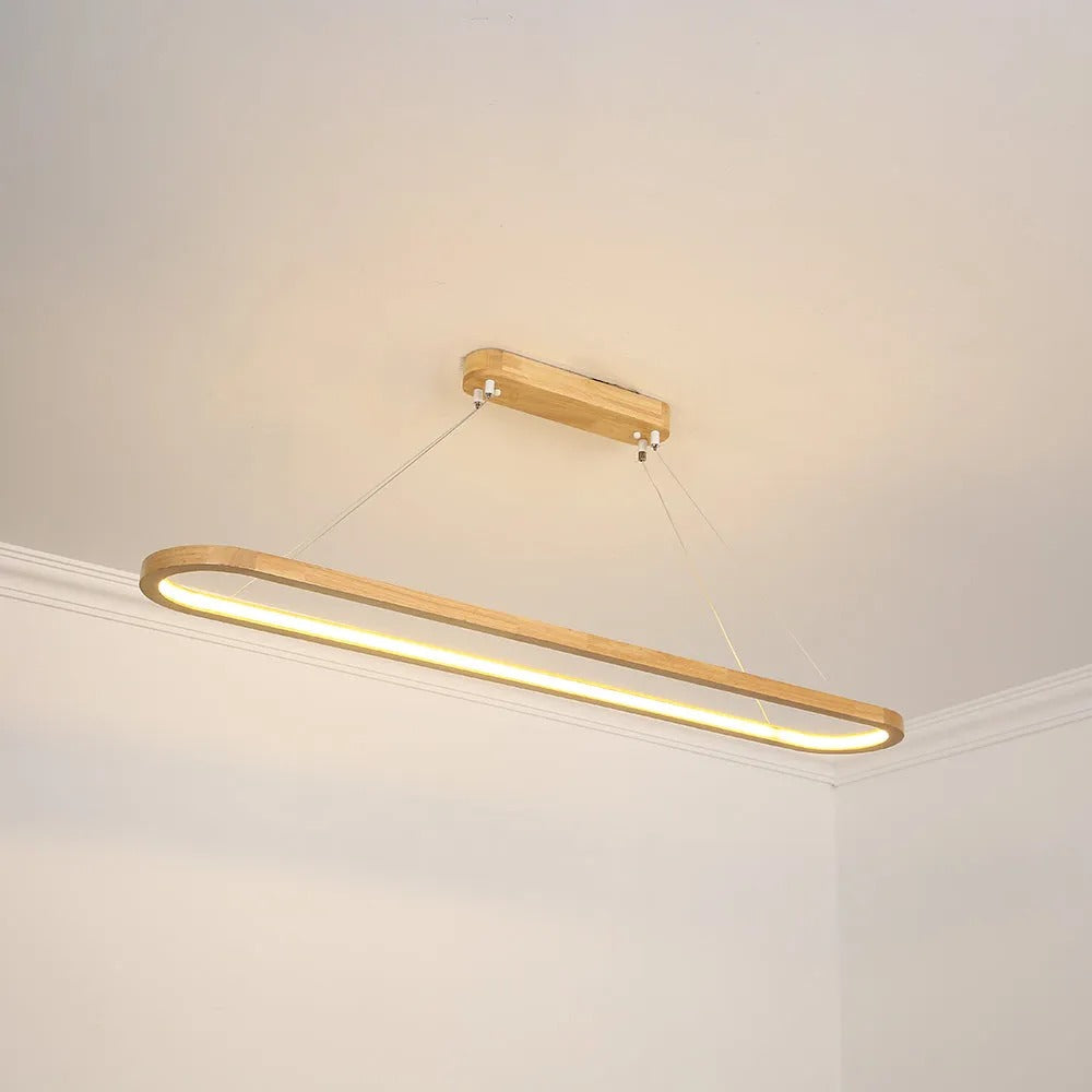 Veon Contemporary Oval Wooden Pendant Light - Lamp Copper