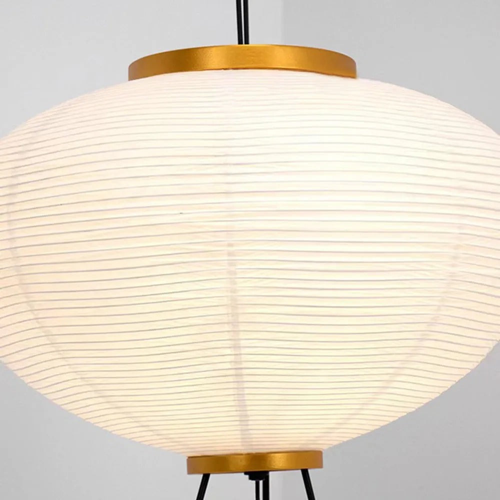 Renée Minimalist Tripod Lantern Paper Floor Lamp, White - Lamp Copper