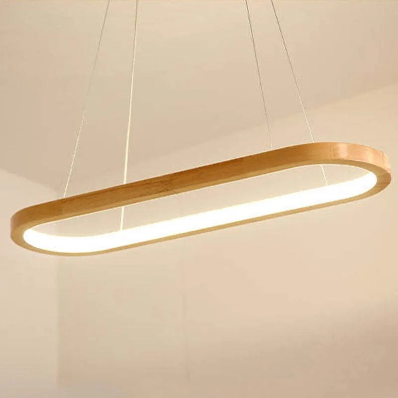 Veon Contemporary Oval Wooden Pendant Light - Lamp Copper