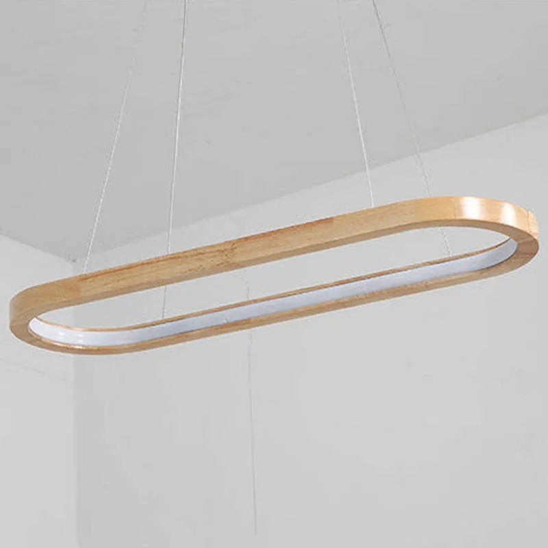 Veon Contemporary Oval Wooden Pendant Light - Lamp Copper