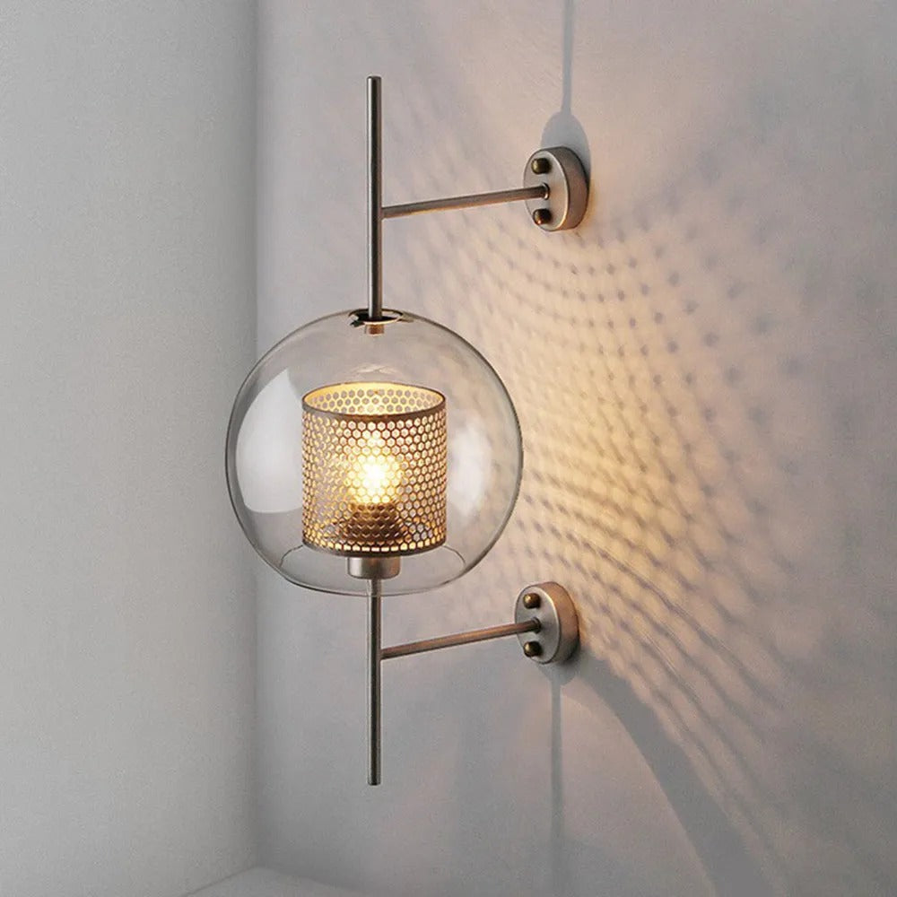 Kiri Industrial Classy Global Clear Glass Wall Lamp - Lamp Copper