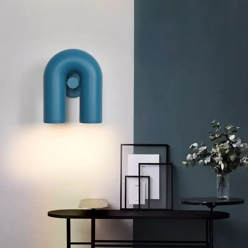Arisha Wall Lamp U-shaped Design LED Metal, Black/Blue/Gray/Red, Bedroom - Lamp Copper