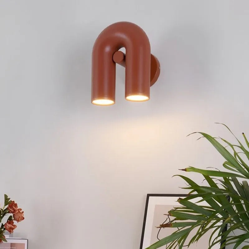 Arisha Wall Lamp U-shaped Design LED Metal, Black/Blue/Gray/Red, Bedroom - Lamp Copper