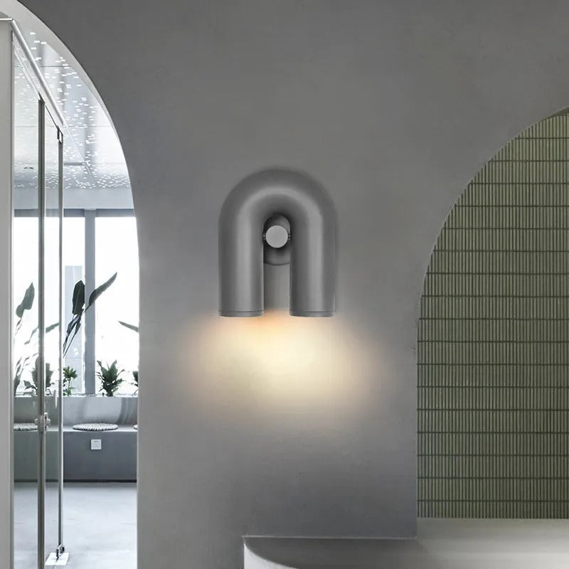 Arisha Wall Lamp U-shaped Design LED Metal, Black/Blue/Gray/Red, Bedroom - Lamp Copper