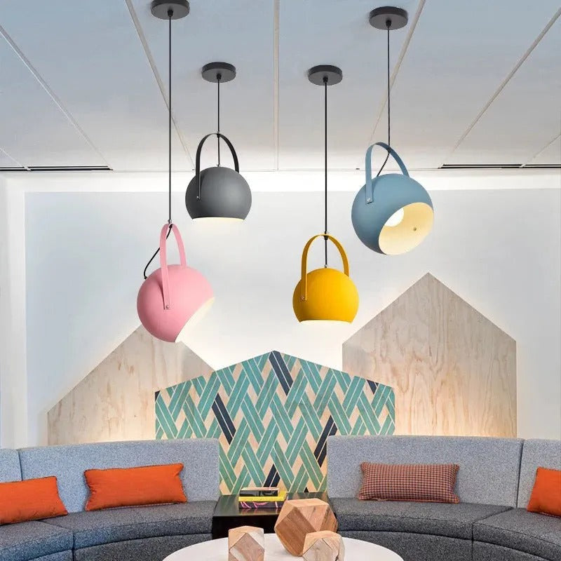 Aira Colorful Art Deco Pendant Light, Spherical, Bedroom - Lamp Copper