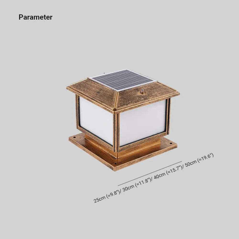 Ray Vintage Rectangle Metal Outdoor Solar Lamps, Black/Bronze - Lamp Copper