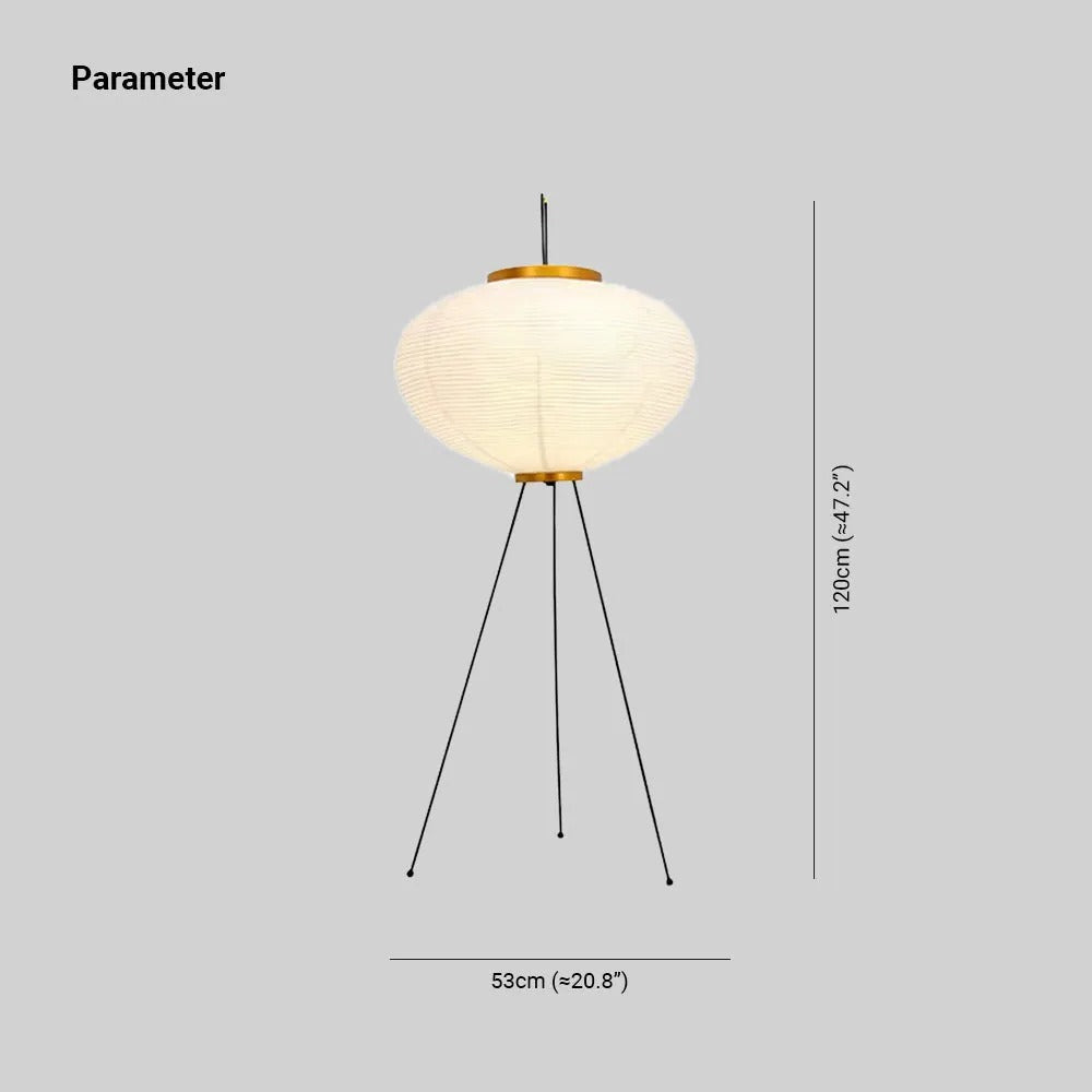Renée Minimalist Tripod Lantern Paper Floor Lamp, White - Lamp Copper