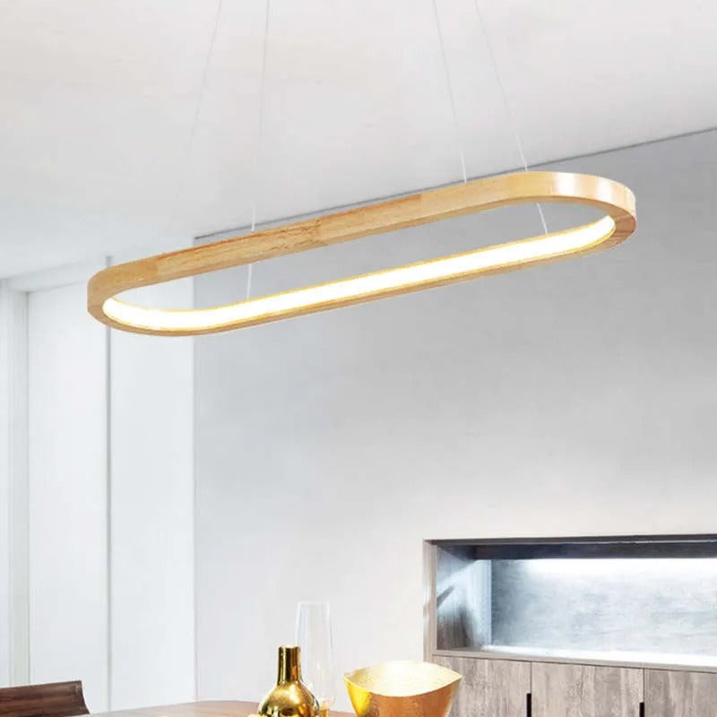 Veon Contemporary Oval Wooden Pendant Light - Lamp Copper