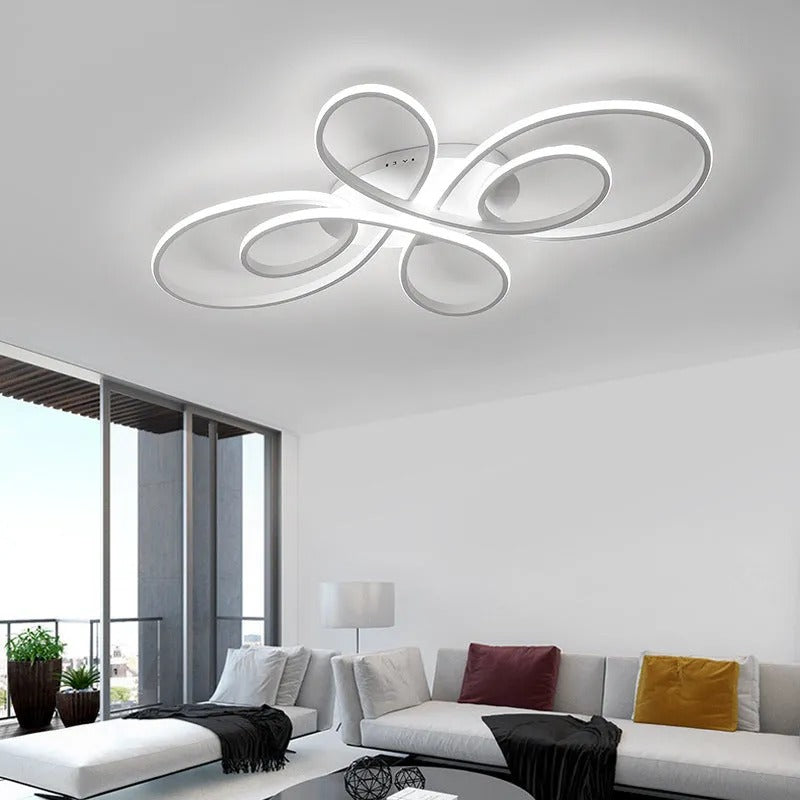 Brisa Modern LED Multi Rings Flush Mount Ceiling Light, Brown/White - Lamp Copper