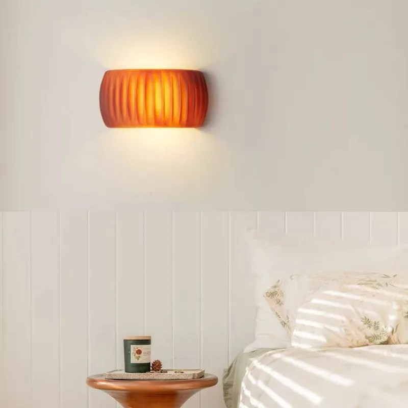 Aria Modern LED Indoor Wall Lamp Orange/Green Resin Bedroom - Lamp Copper