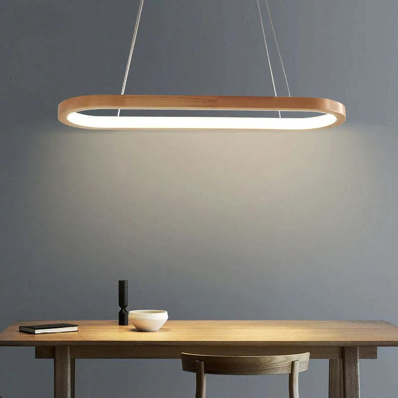 Veon Contemporary Oval Wooden Pendant Light - Lamp Copper