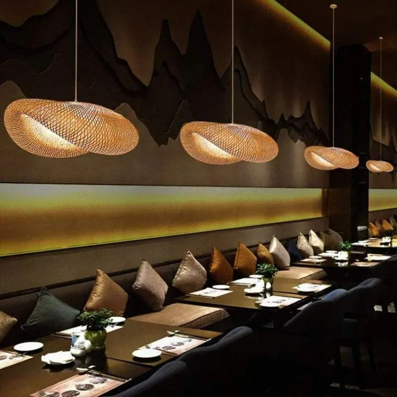 Rinwa Natural Pendant Light for Dining Room/Kitchen Island, Bamboo - Lamp Copper