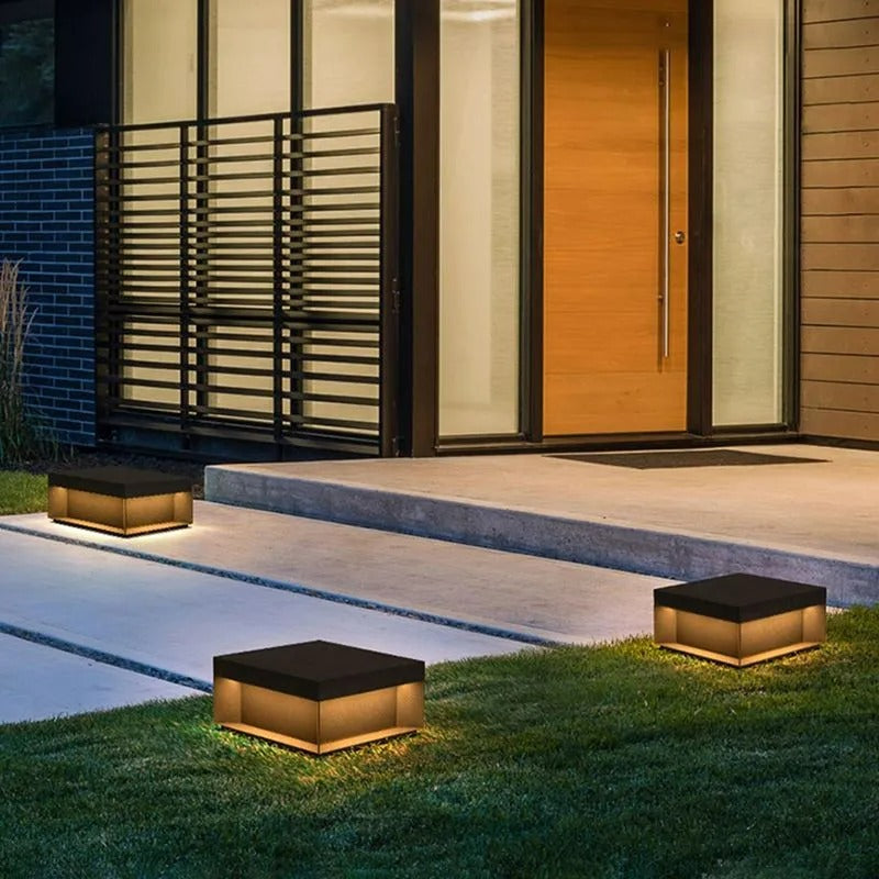 Elow Outdoor Post Lamps Modern Square Solar - Lamp Copper