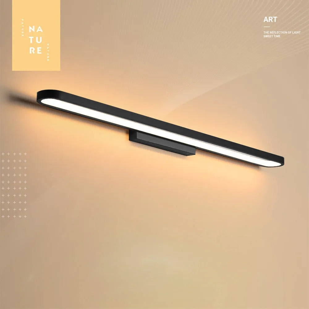 Luxa Modern Metal Wall Lamp Mirror Front, Curved, Black/Coffee - Lamp Copper