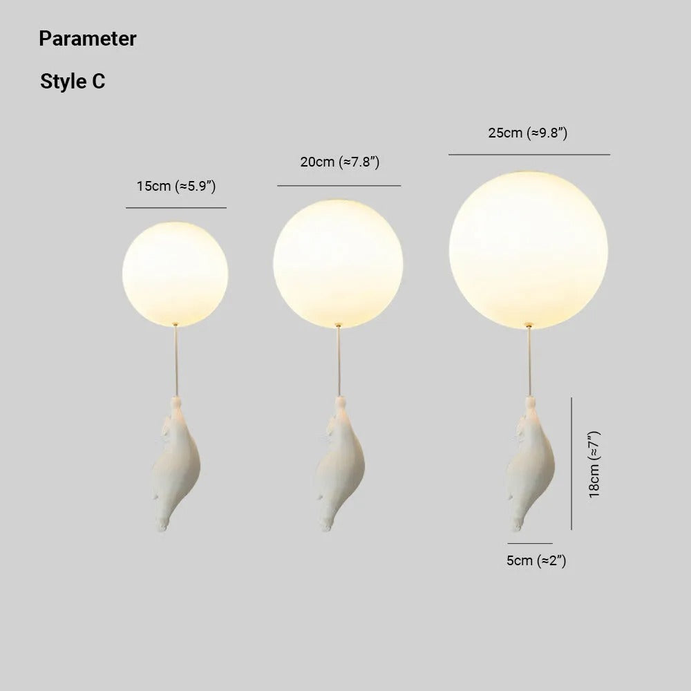 Bear Balloon Ceiling /Pendant Light - Lamp Copper