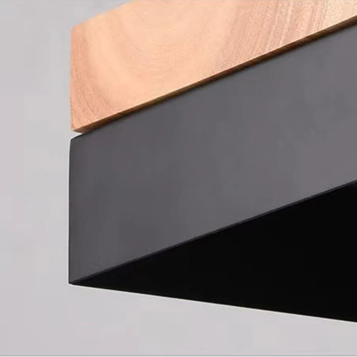 Aria Minimalist Black & White Wood Geometric Pendant Light - Lamp Copper