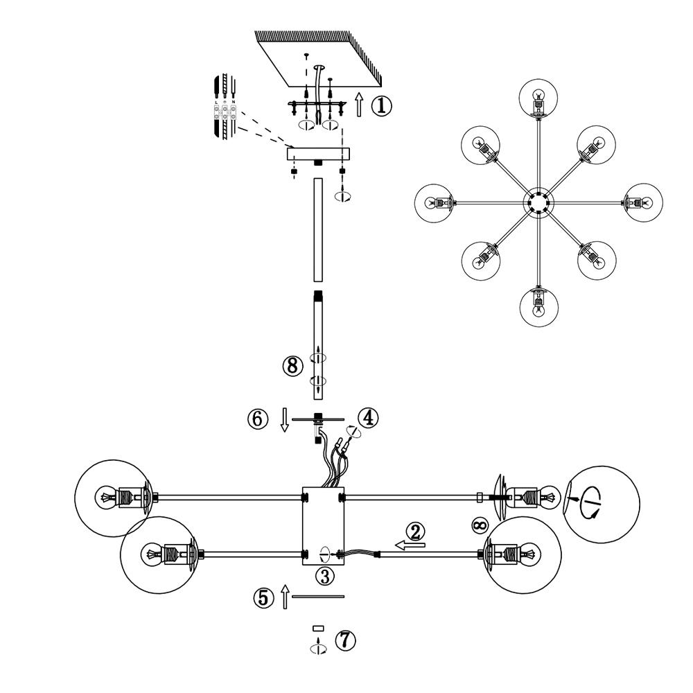Ulfhedn Sputnik Metal Light Chandelier - Lamp Copper
