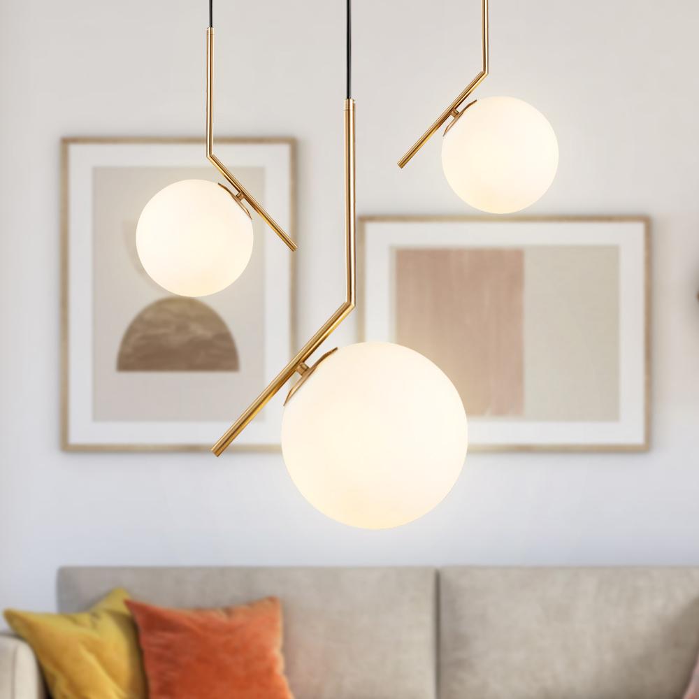 Blikuva Modern Globe Opal Glass Pendant Light - Lamp Copper