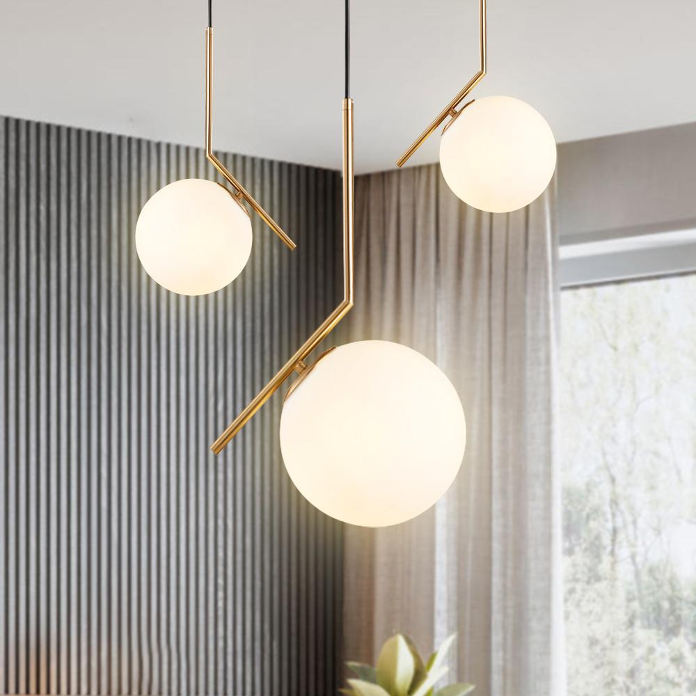 Blikuva Modern Globe Opal Glass Pendant Light - Lamp Copper