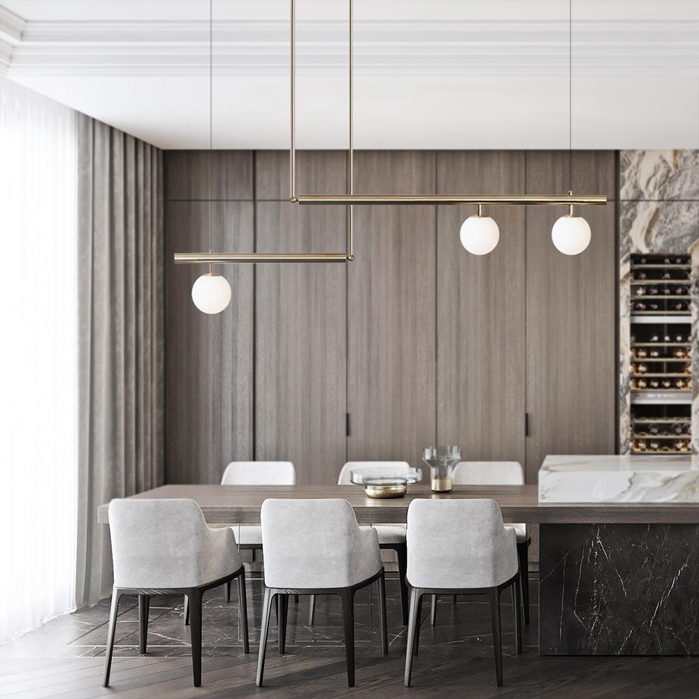 Sifjar Minimalist Linear Glass Chandelier - Lamp Copper