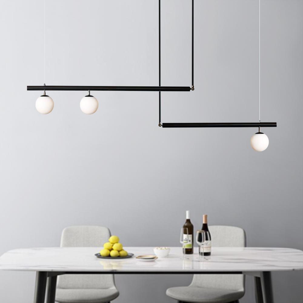 Sifjar Minimalist Linear Glass Chandelier - Lamp Copper