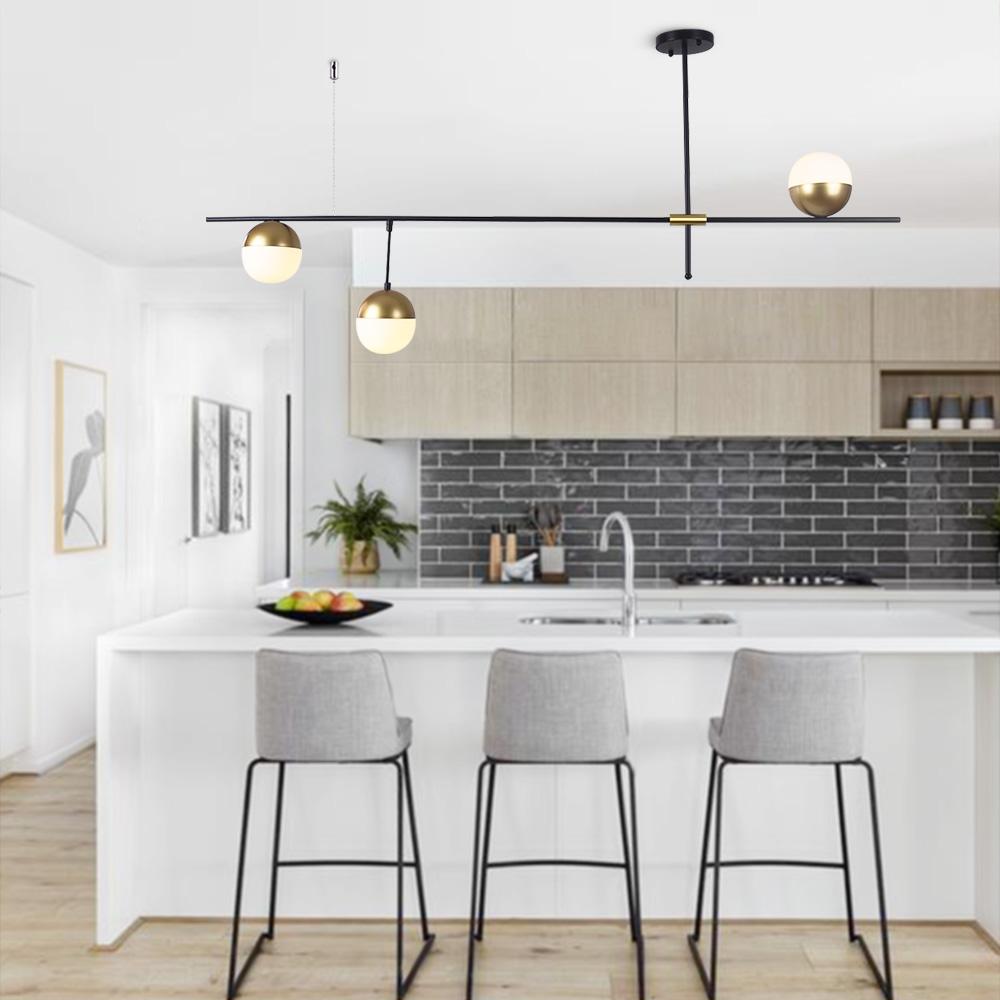 Modern Linear Metal Chandelier - Lamp Copper