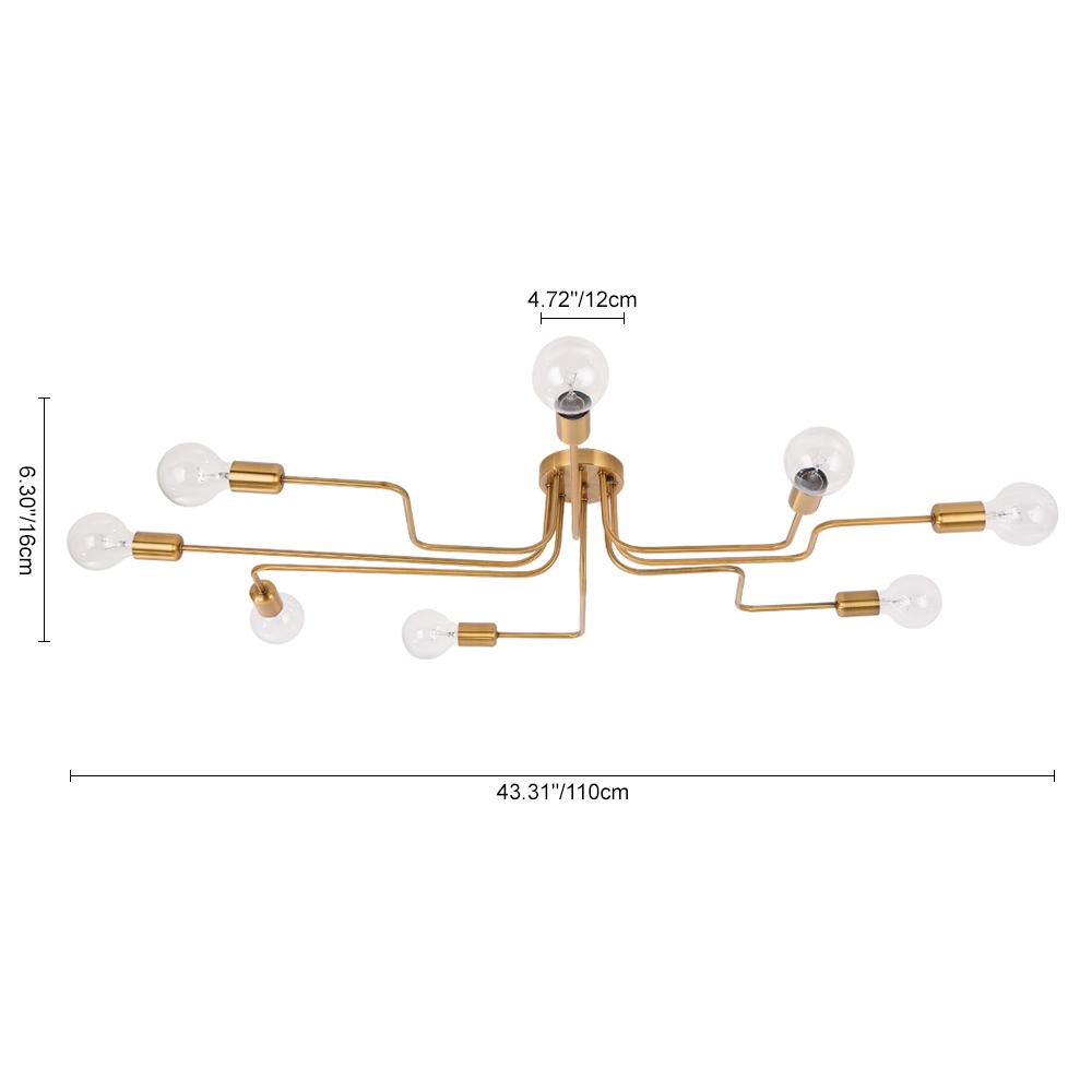 Qvistunix Modern Industrial Sputnik Metal Semi Flush Light - Lamp Copper