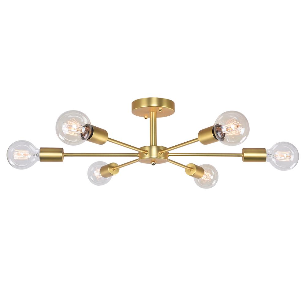 Xyla Modern Mid-Century Sputnik Metal Semi Flush Light - Lamp Copper