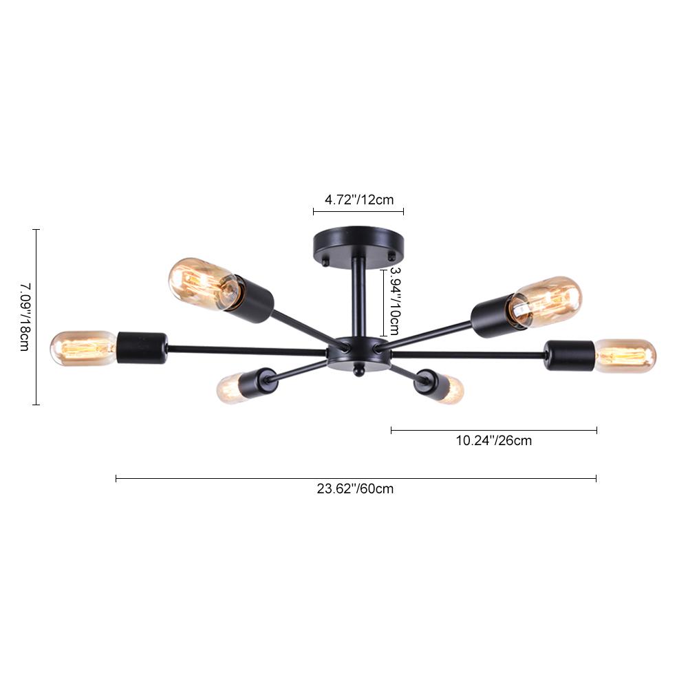 Xyla Modern Mid-Century Sputnik Metal Semi Flush Light - Lamp Copper
