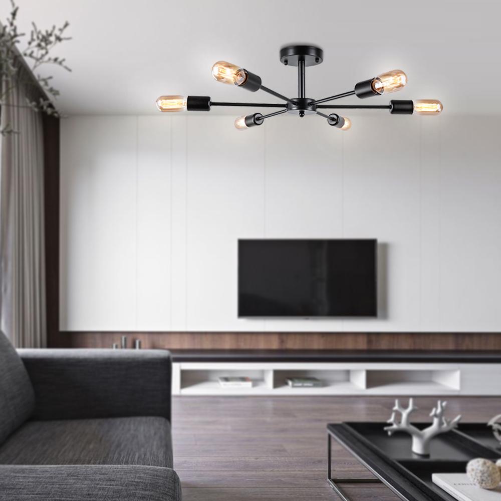 Xyla Modern Mid-Century Sputnik Metal Semi Flush Light - Lamp Copper