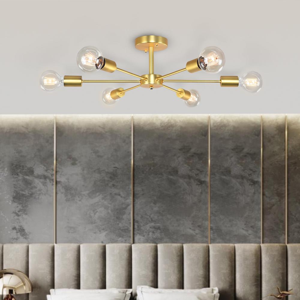 Xyla Modern Mid-Century Sputnik Metal Semi Flush Light - Lamp Copper