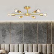 Xyla Modern Mid-Century Sputnik Metal Semi Flush Light - Lamp Copper