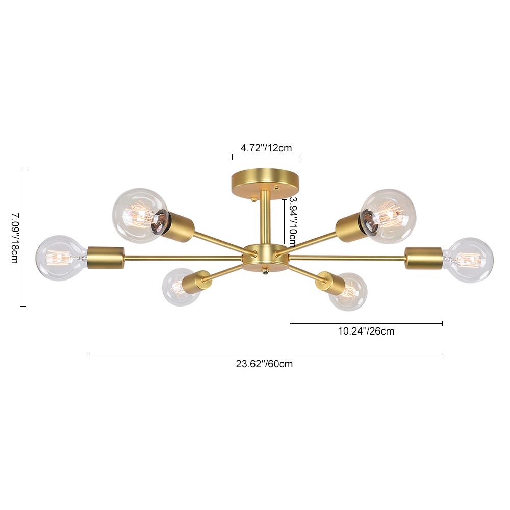 Xyla Modern Mid-Century Sputnik Metal Semi Flush Light - Lamp Copper