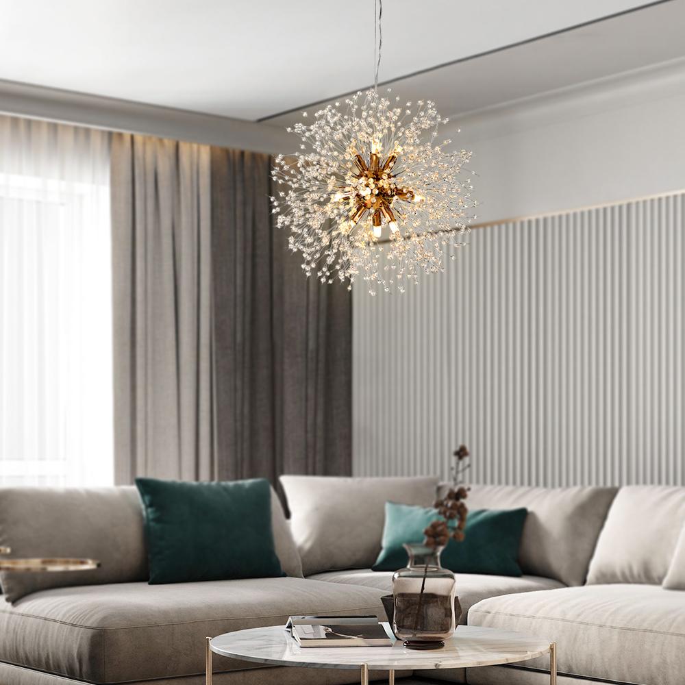 Alvsang Dandelion Crystal Metal Chandelier - Lamp Copper