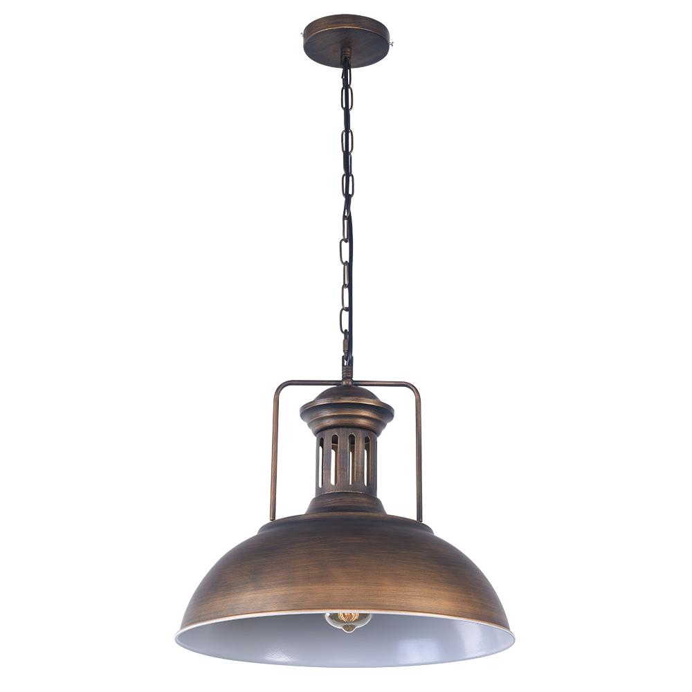Ulven Industrial Metal Dome Pendant Light - Lamp Copper
