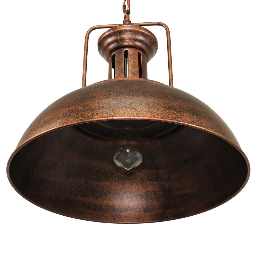Ulven Industrial Metal Dome Pendant Light - Lamp Copper