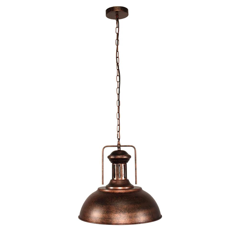 Ulven Industrial Metal Dome Pendant Light - Lamp Copper