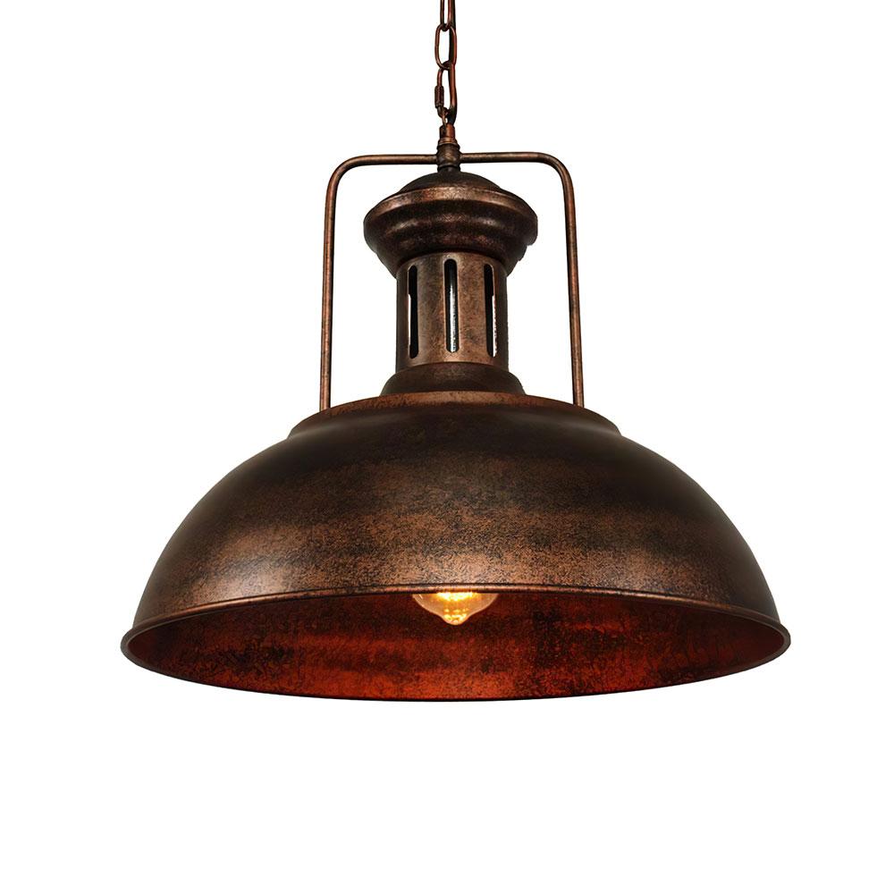 Ulven Industrial Metal Dome Pendant Light - Lamp Copper