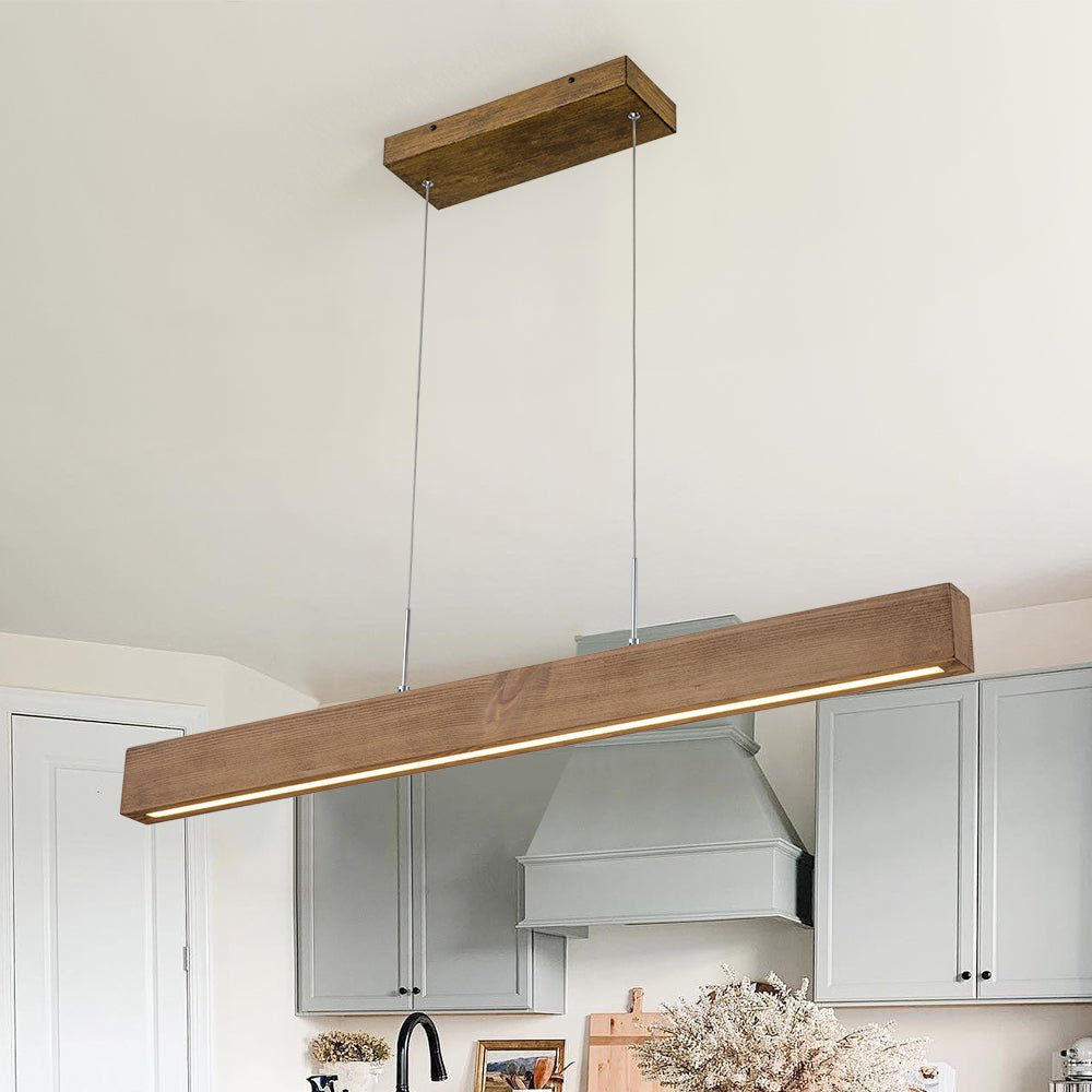 Zefyr Modern Minimalist LED Linear Wood Chandelier - Lamp Copper