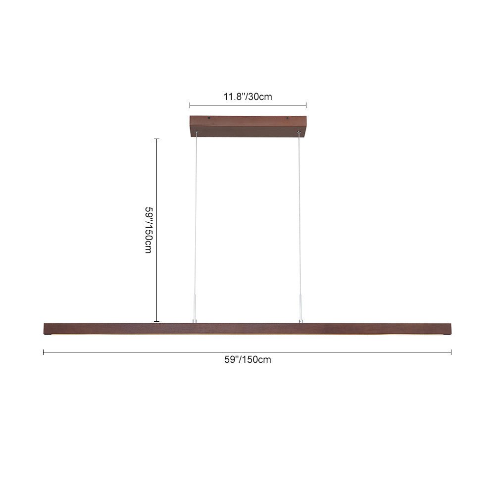 Zefyr Modern Minimalist LED Linear Wood Chandelier - Lamp Copper