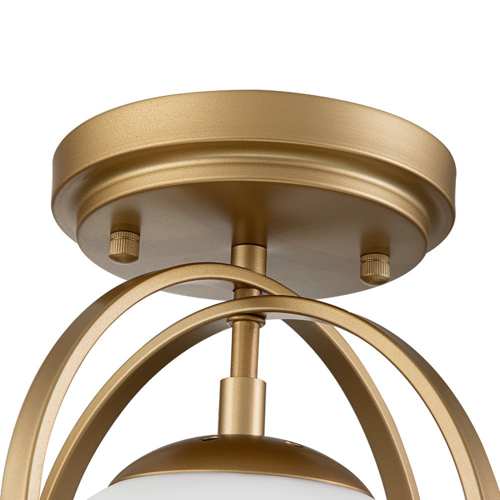 Ljomun Opal Glass Sphere Semi-Flush Mount - Lamp Copper