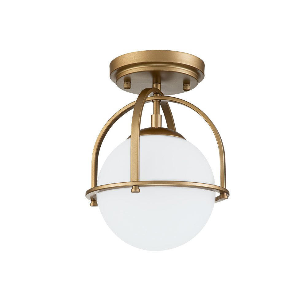 Ljomun Opal Glass Sphere Semi-Flush Mount - Lamp Copper