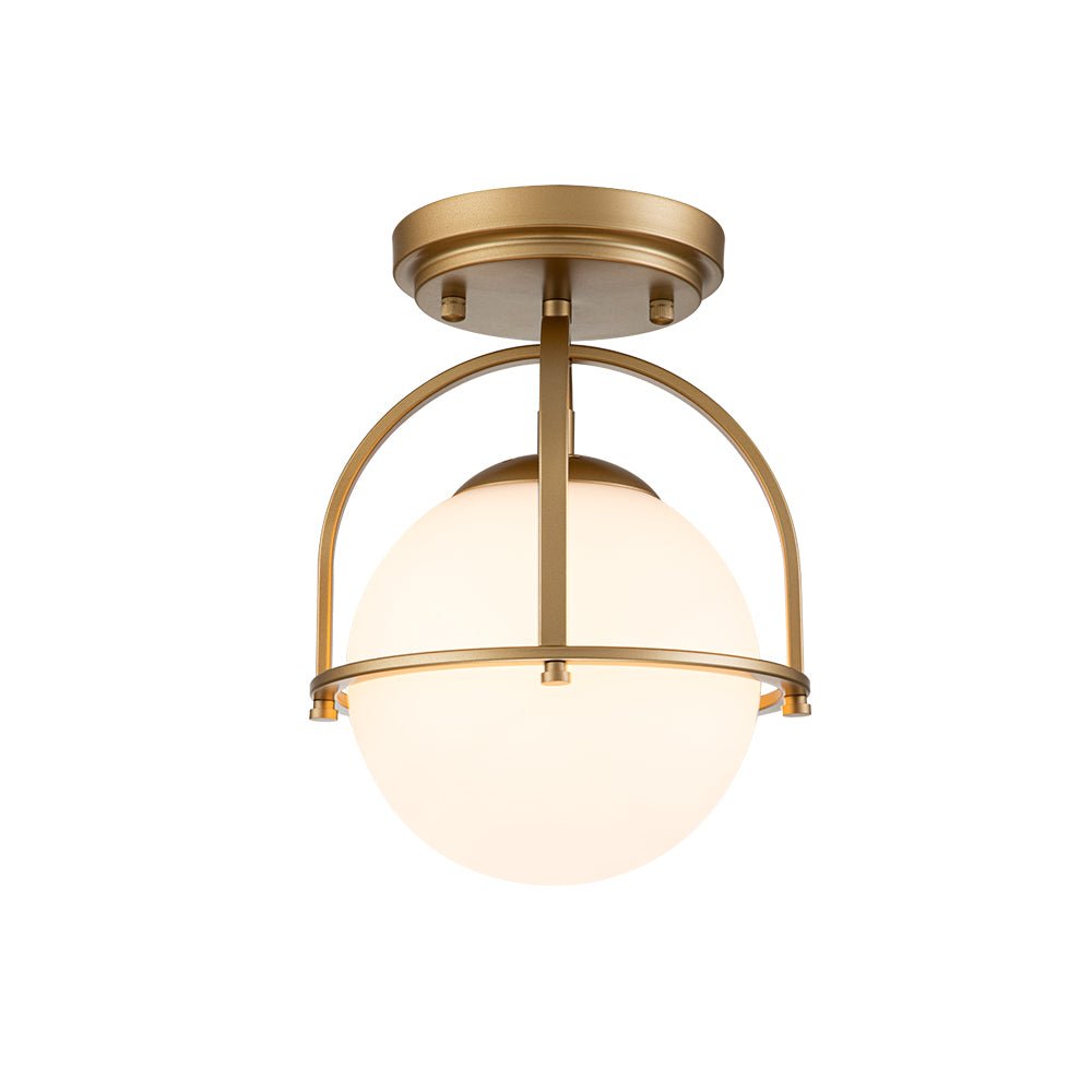 Ljomun Opal Glass Sphere Semi-Flush Mount - Lamp Copper