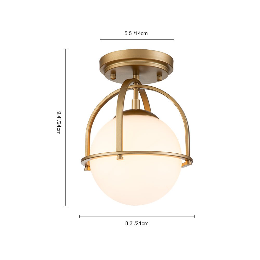 Ljomun Opal Glass Sphere Semi-Flush Mount - Lamp Copper