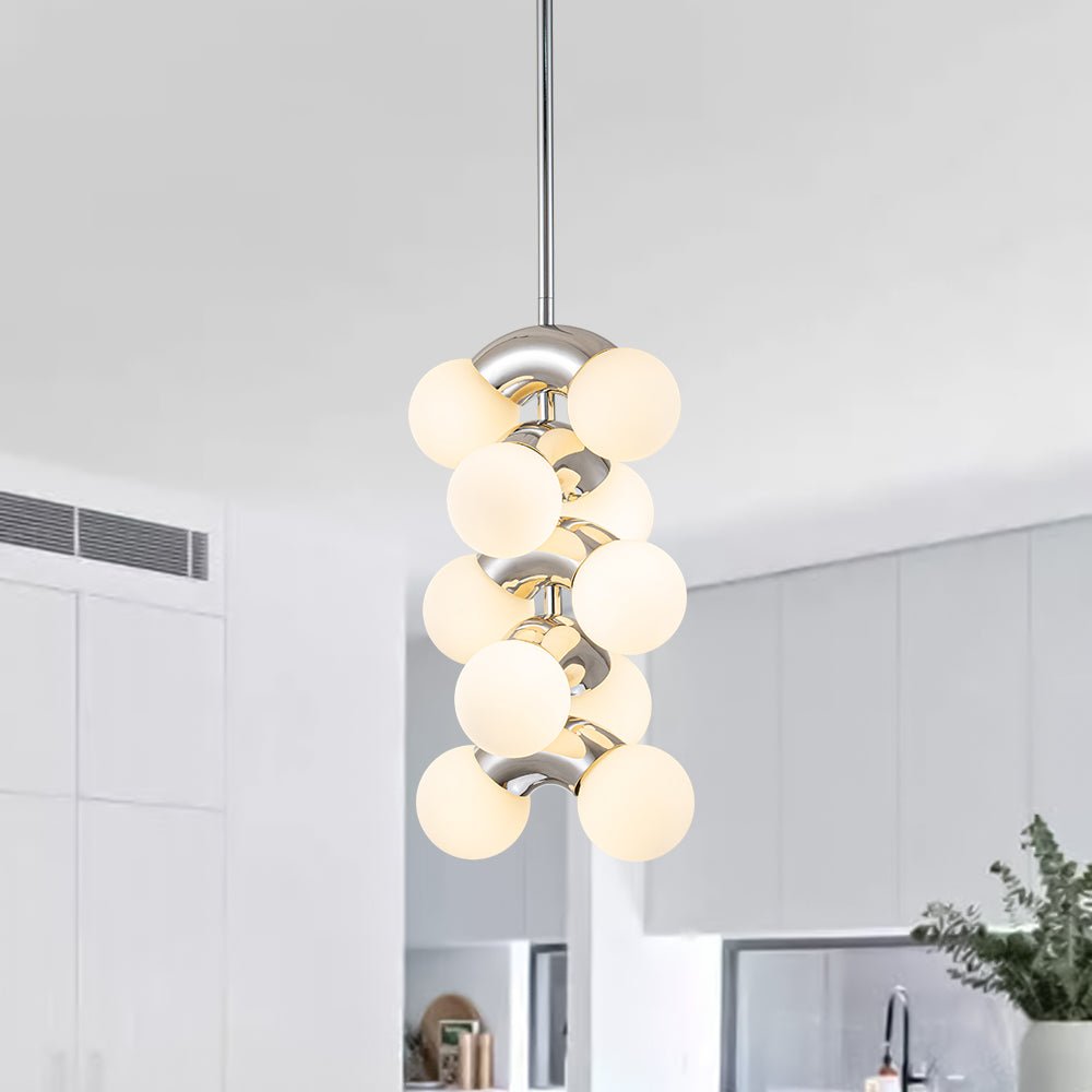 Caeluvox Pearl Tiered Milky Glass Pendant Light - Lamp Copper