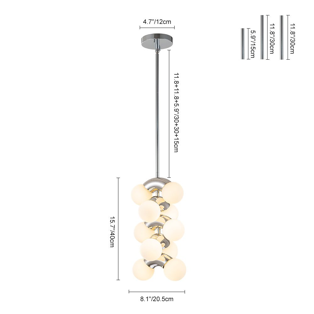 Caeluvox Pearl Tiered Milky Glass Pendant Light - Lamp Copper