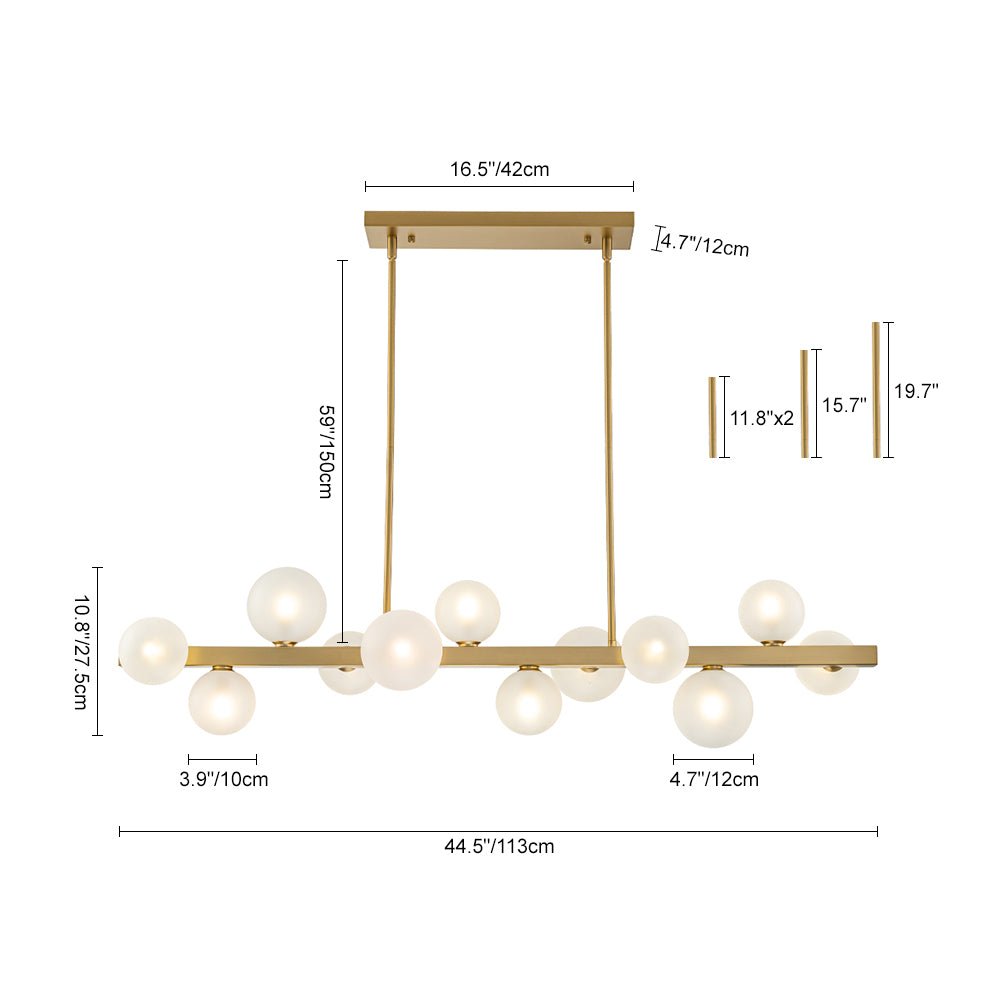 Hjarta Linear Glass Chandelier - Lamp Copper