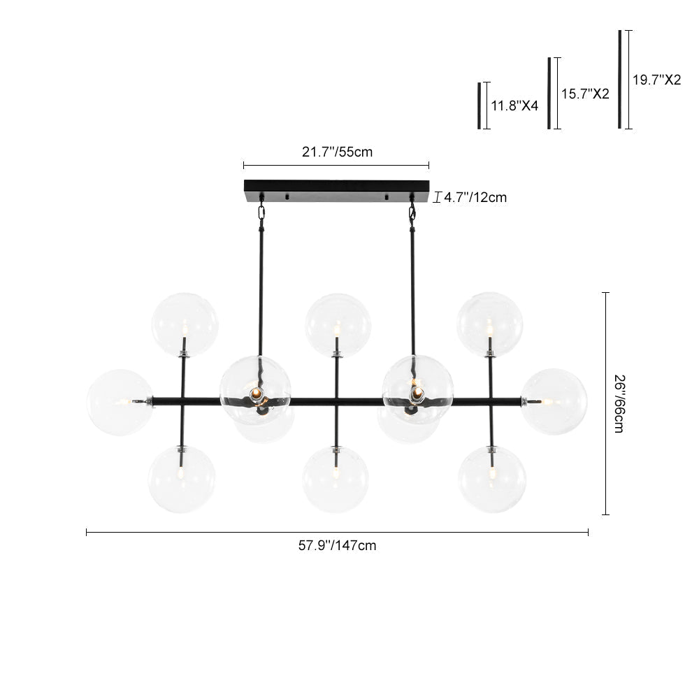 Himinuvux Sputnik Globe Bubble Linear Glass Chandelier - Lamp Copper