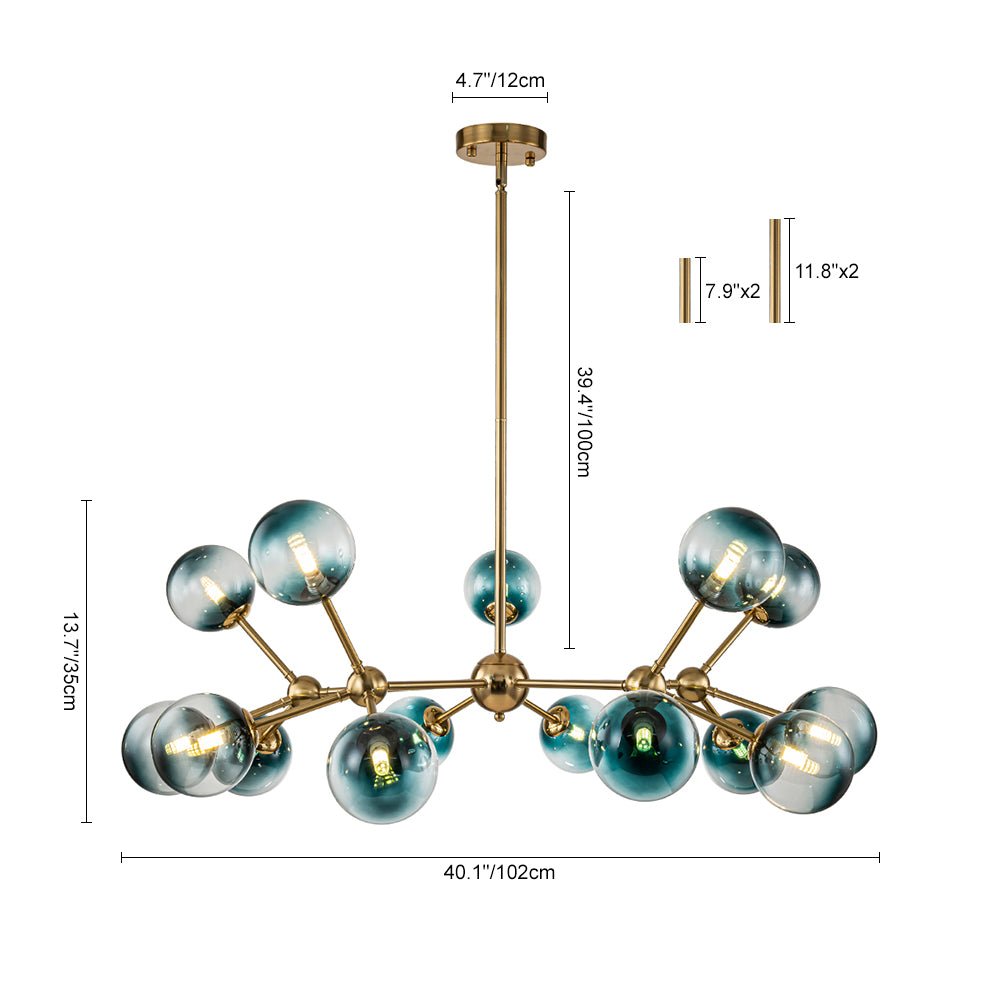 Zoruli Modern Sputnik Glass Chandelier - Lamp Copper